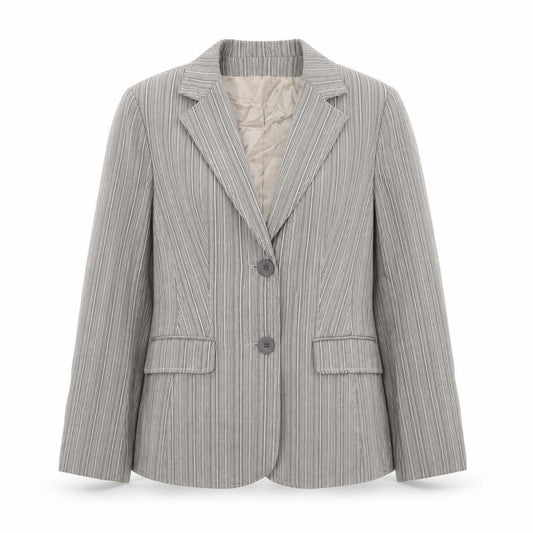 Front view of Article women’s beige jacket, size UK 12, button