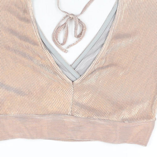 Miss Selfridge Womens Pink Polyester Cropped Blouse Size 10 V-Neck