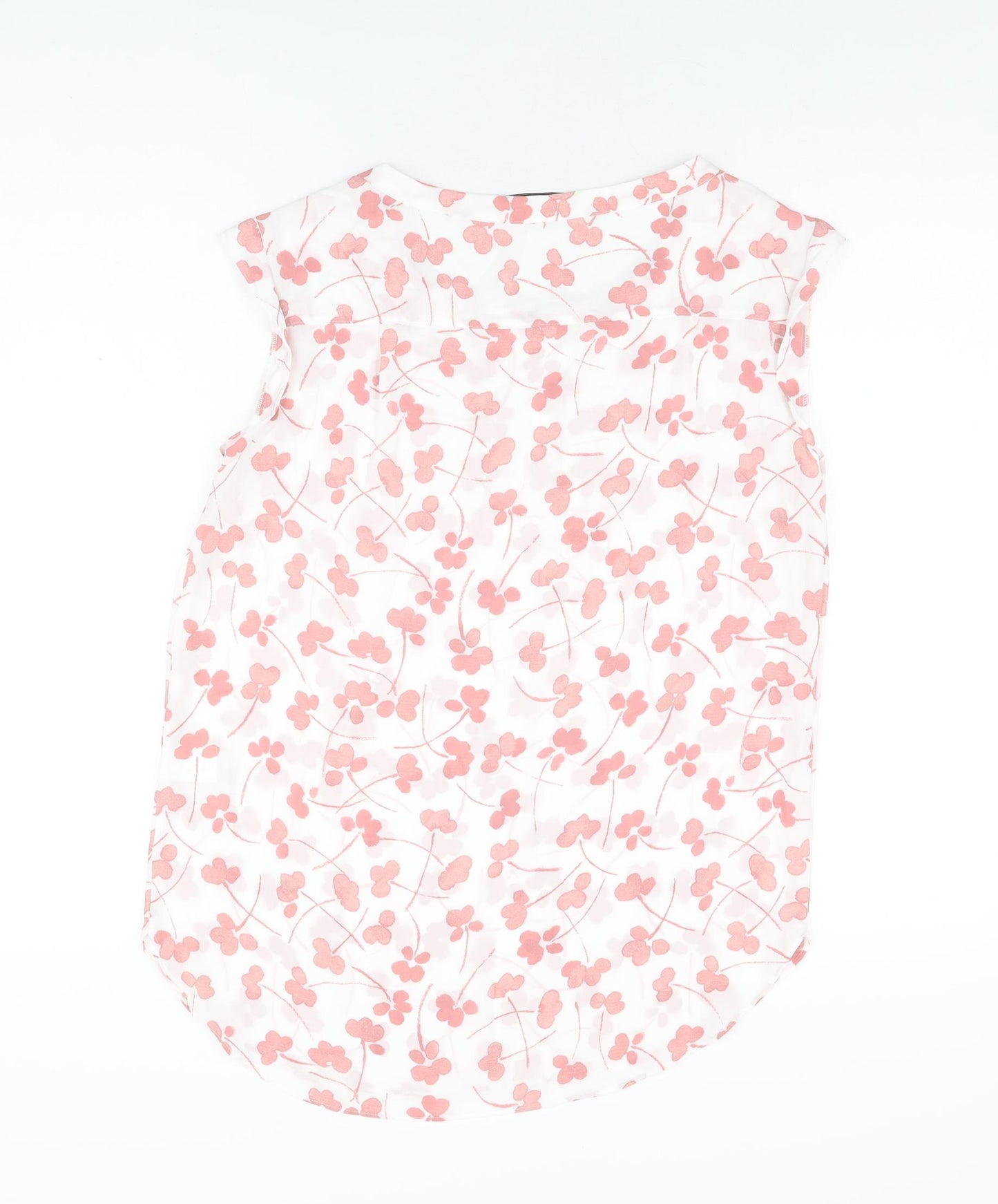 NEXT Womens White Floral Polyester Basic Blouse Size 12 Round Neck