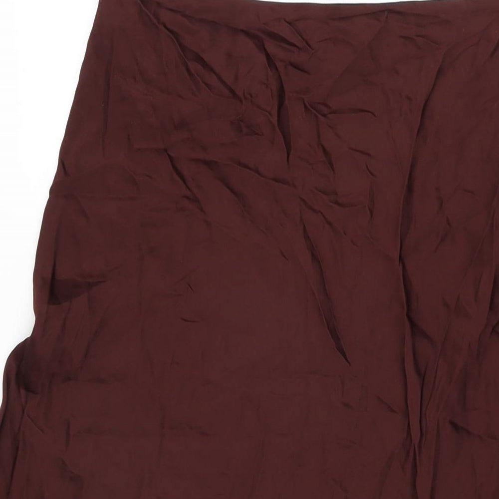 Zara Womens Brown Viscose Flare Skirt Size M Zip