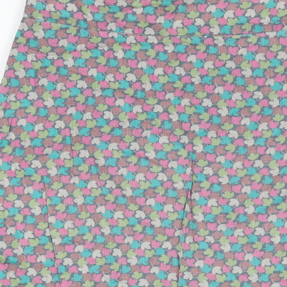 Seasalt Womens Multicoloured Floral Cotton Swing Skirt Size 12 Zip