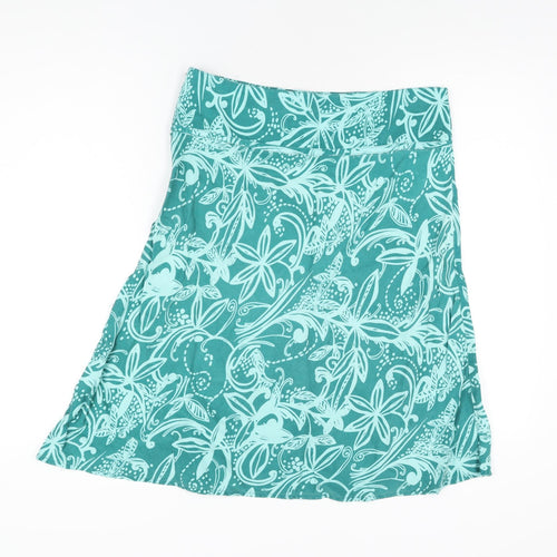 Maine Womens Blue Floral Polyester Flare Skirt Size 14 Zip