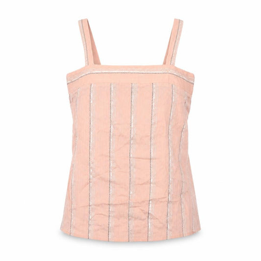 Front view of Next women’s pink striped cotton basic t-shirt, size UK 8, square neck