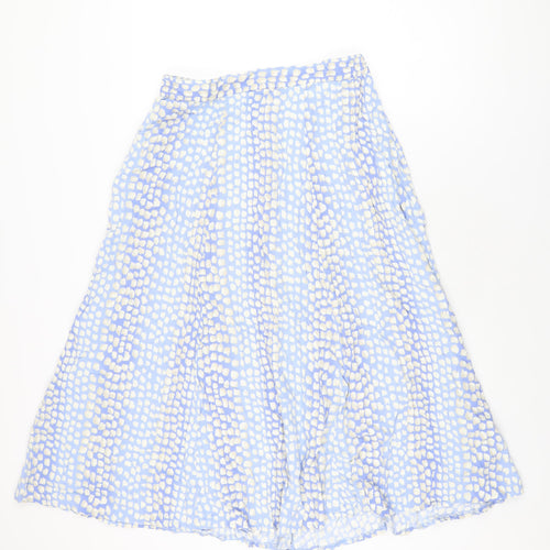 Travelling Light Womens Blue Geometric Viscose Swing Skirt Size 18 Zip