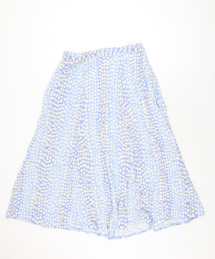 Travelling Light Womens Blue Geometric Viscose Swing Skirt Size 18 Zip