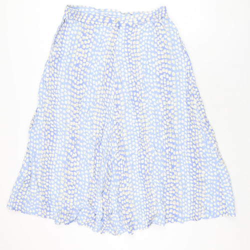 Travelling Light Womens Blue Geometric Viscose Swing Skirt Size 18 Zip