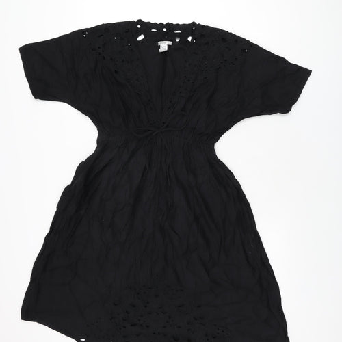 Mango Womens Black Polyester A-Line Size 10 V-Neck Pullover