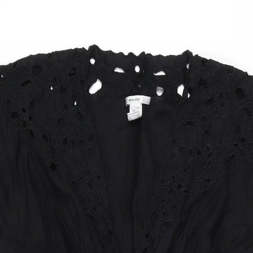 Mango Womens Black Polyester A-Line Size 10 V-Neck Pullover