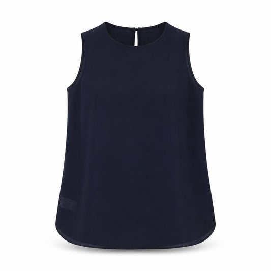 Front view of St Michael women’s blue polyester basic t-shirt, size UK 12, round neck