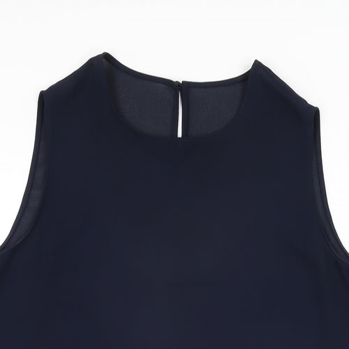 St Michael Womens Blue Polyester Basic T-Shirt Size 12 Round Neck