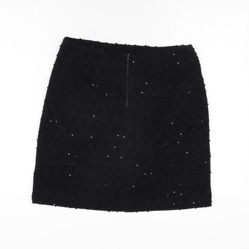 Paraphrase Womens Black Polyester A-Line Skirt Size 10 Zip
