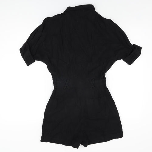 & Other Stories Womens Black Linen Playsuit One-Piece Size 6 L3 in Button