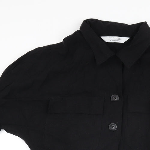 & Other Stories Womens Black Linen Playsuit One-Piece Size 6 L3 in Button