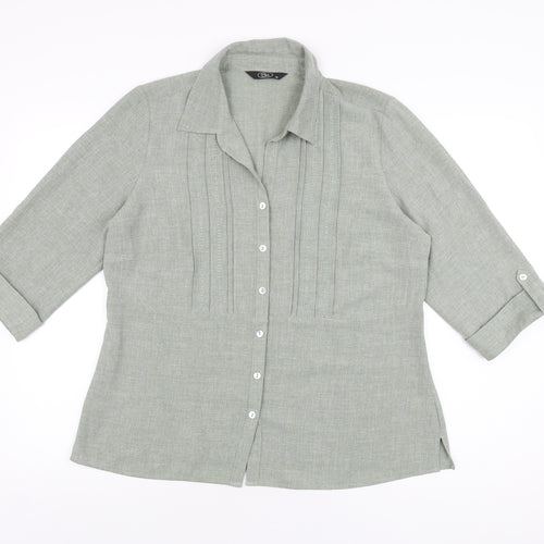 BM Collection Womens Grey Polyester Basic Button-Up Size 16 Collared