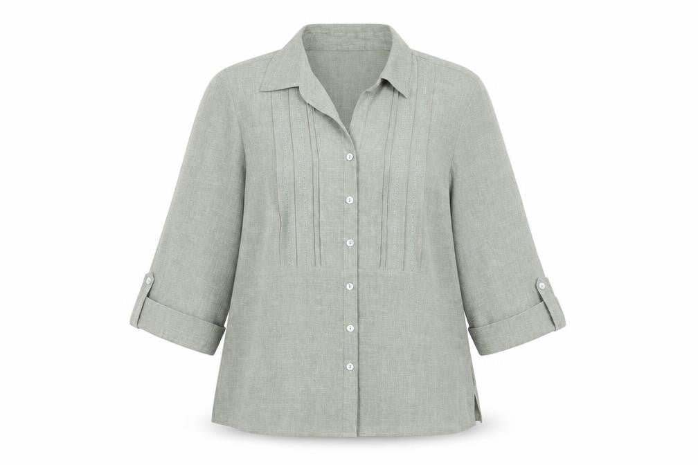 Bonmarché Womens Grey Polyester Basic Button-Up Size 16 Collared