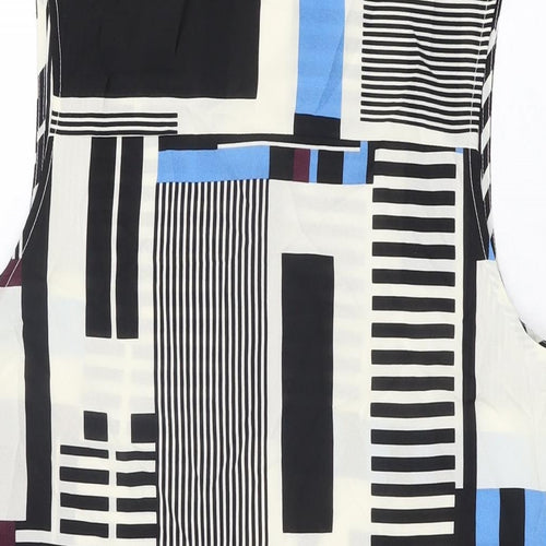 Topshop Womens Multicoloured Geometric Polyester Basic Button-Up Size 8 Collared