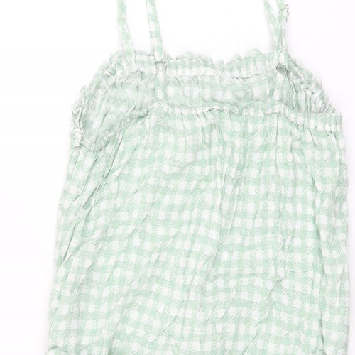 Cupshe Womens Green Geometric Viscose Basic T-Shirt Size S Square Neck - Gingham