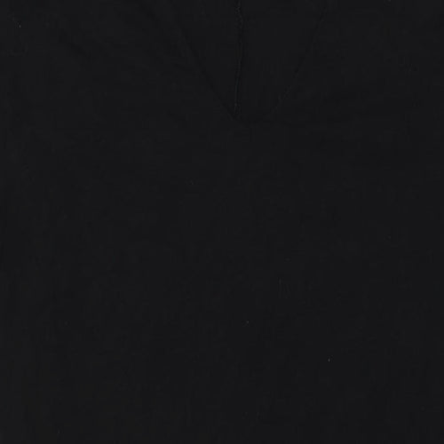 The White Company Womens Black Cotton T-Shirt Dress Size 4 V-Neck Pullover