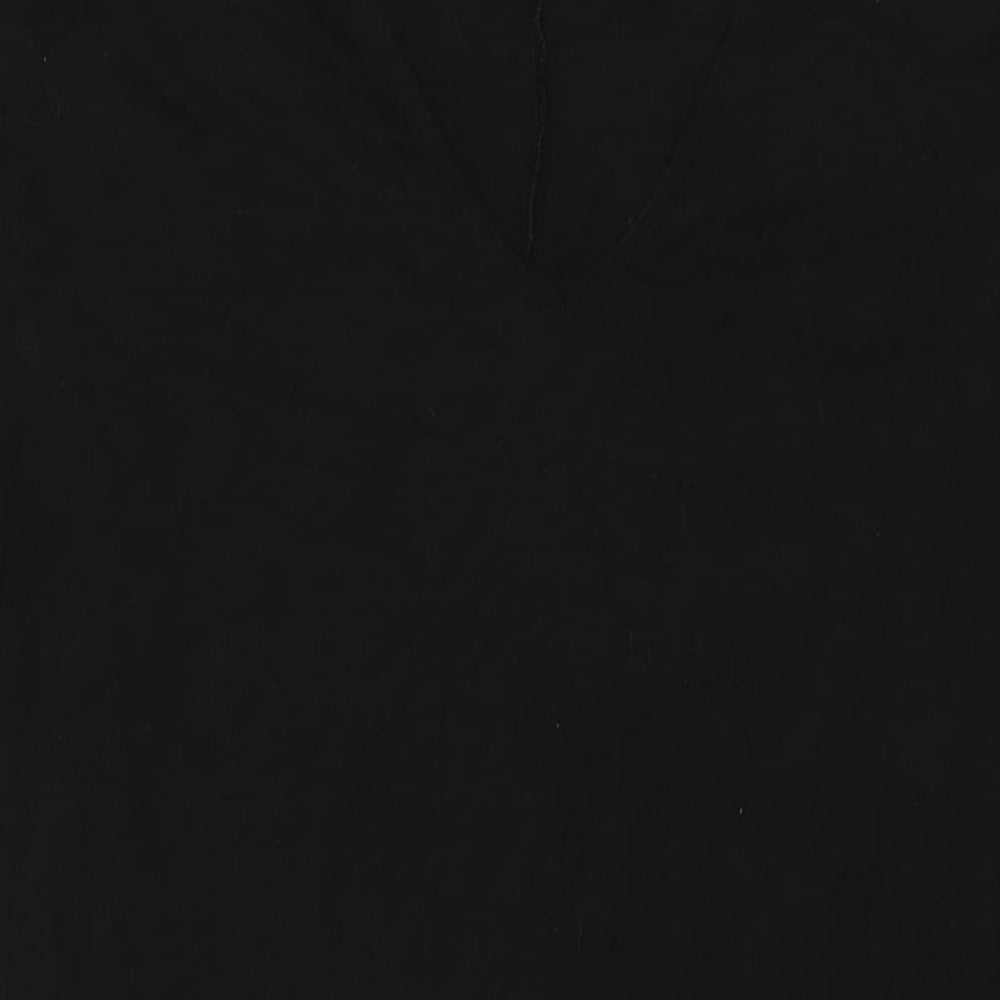 The White Company Womens Black Cotton T-Shirt Dress Size 4 V-Neck Pullover