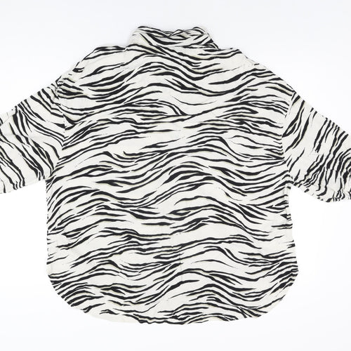 NEXT Womens White Animal Print Viscose Basic Button-Up Size 20 Collared