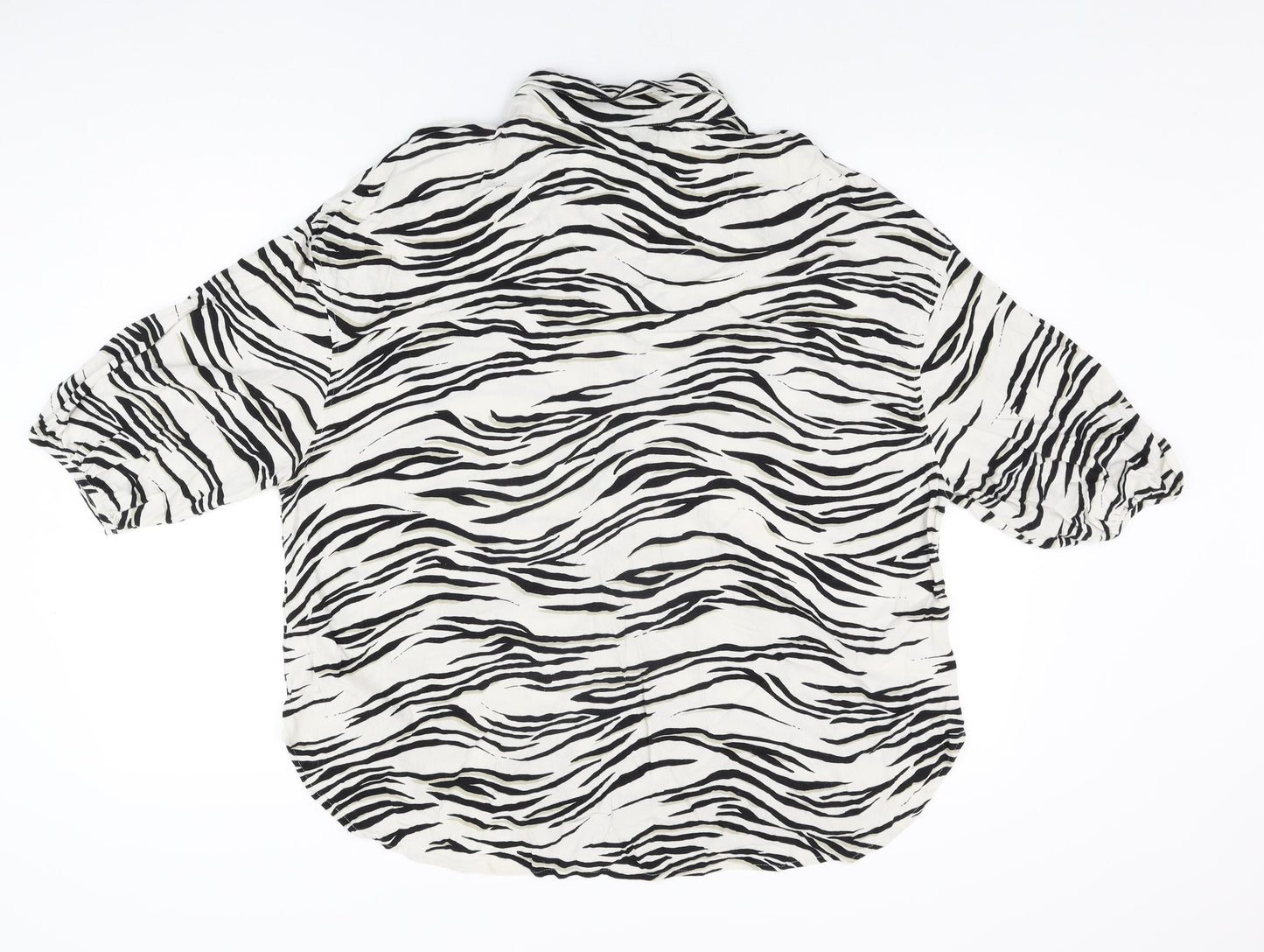 NEXT Womens White Animal Print Viscose Basic Button-Up Size 20 Collared