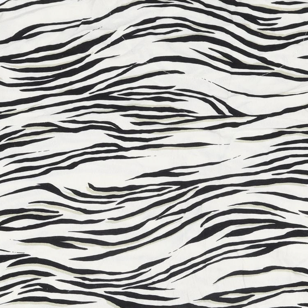 NEXT Womens White Animal Print Viscose Basic Button-Up Size 20 Collared