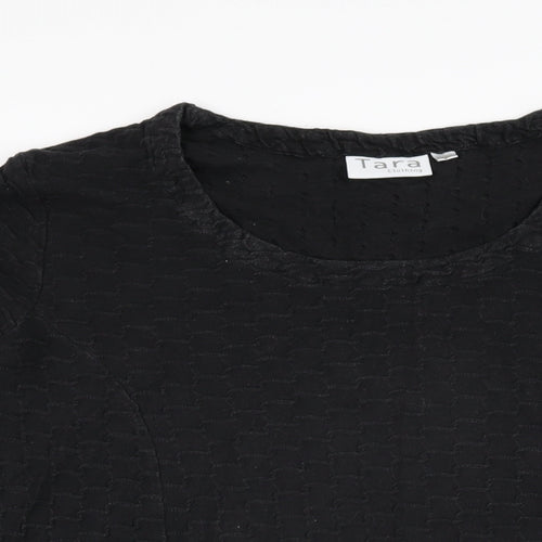 Tara Clothing Womens Black Cotton Basic T-Shirt Size 16 Round Neck