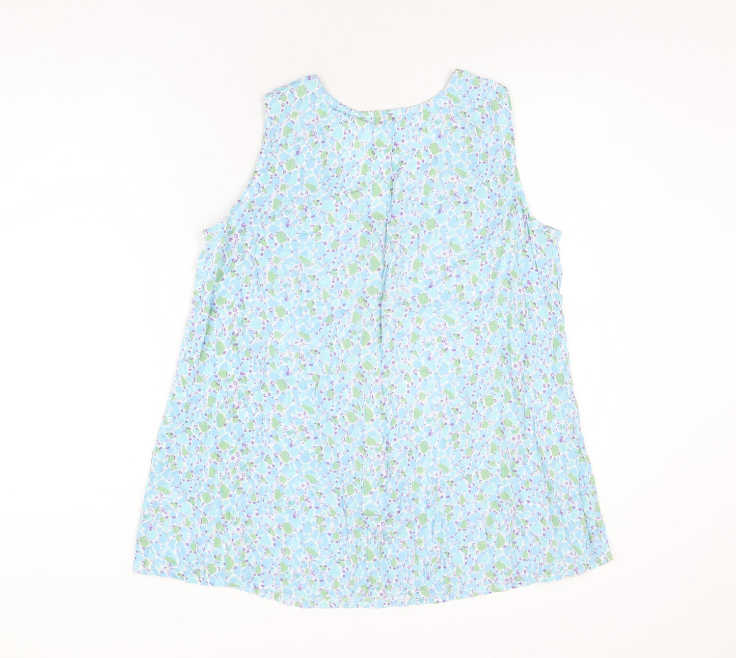 Cerulean Collection Womens Blue Geometric Viscose Basic T-Shirt Size M V-Neck