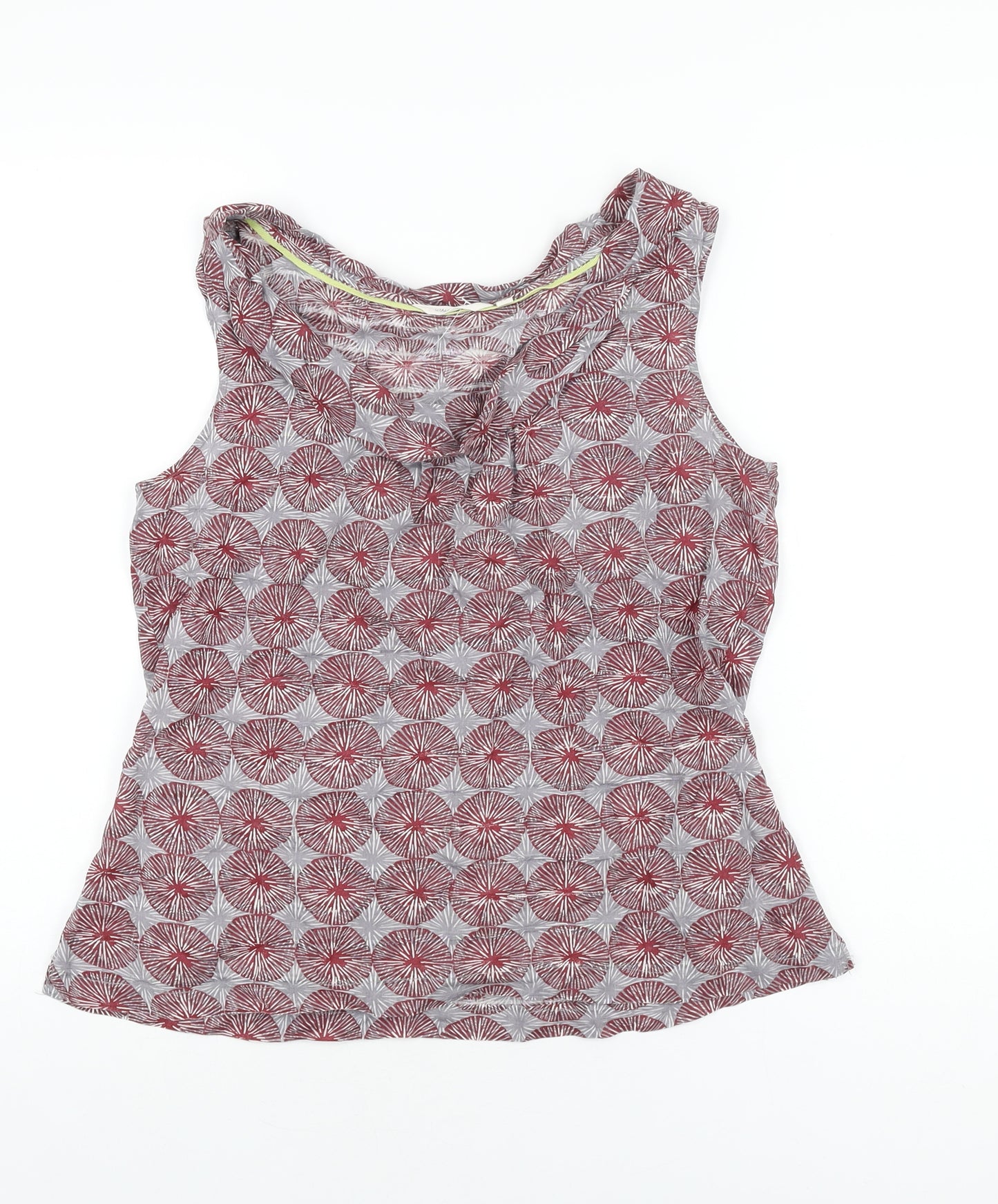 White Stuff Womens Multicoloured Geometric Polyester Basic T-Shirt Size 12 Scoop Neck
