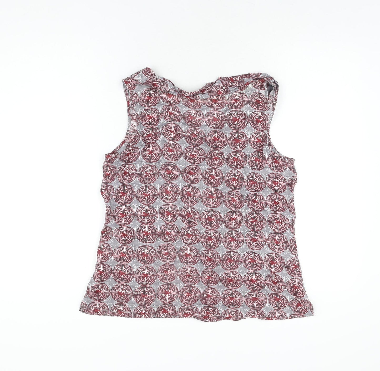 White Stuff Womens Multicoloured Geometric Polyester Basic T-Shirt Size 12 Scoop Neck