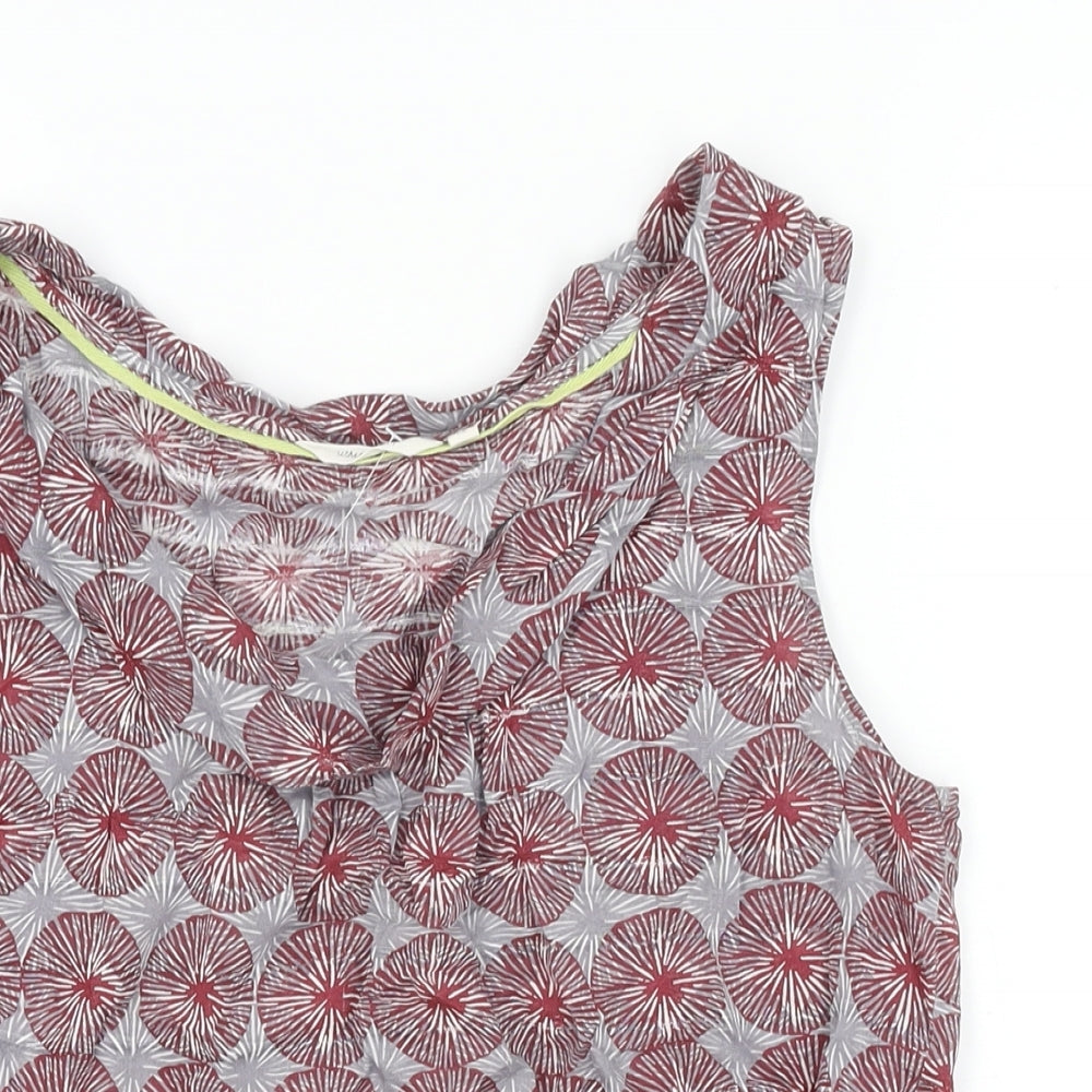 White Stuff Womens Multicoloured Geometric Polyester Basic T-Shirt Size 12 Scoop Neck