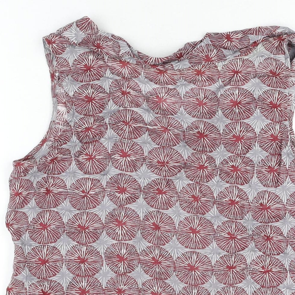 White Stuff Womens Multicoloured Geometric Polyester Basic T-Shirt Size 12 Scoop Neck