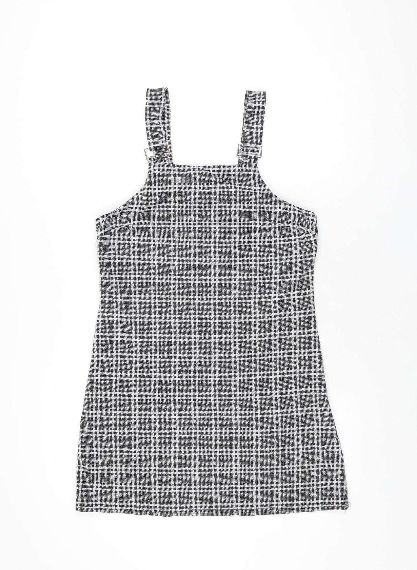 New Look Womens Grey Plaid Polyester Mini Size 10 Square Neck Pullover