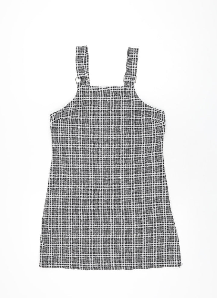 New Look Womens Grey Plaid Polyester Mini Size 10 Square Neck Pullover