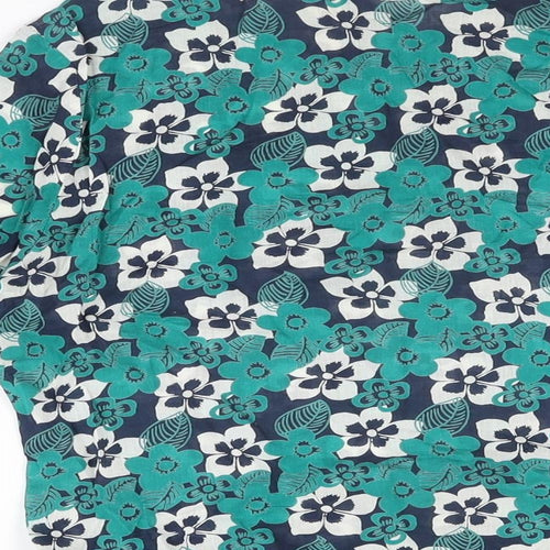 EAST Womens Green Floral Cotton Basic Button-Up Size 12 Collared