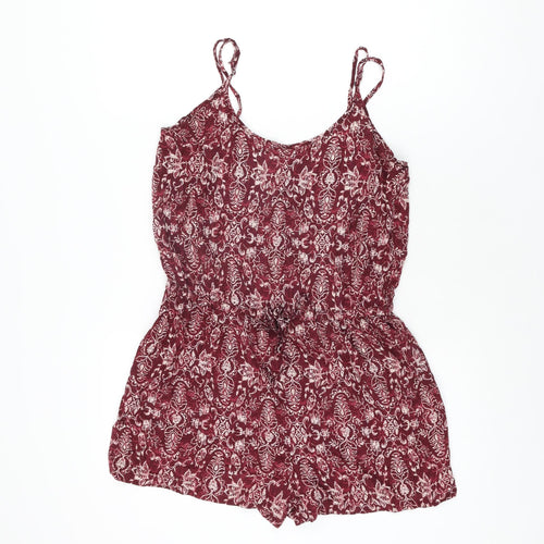 Aeropostale Womens Red Geometric Viscose Playsuit One-Piece Size M L3 in Pullover