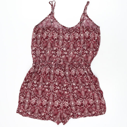 Aeropostale Womens Red Geometric Viscose Playsuit One-Piece Size M L3 in Pullover