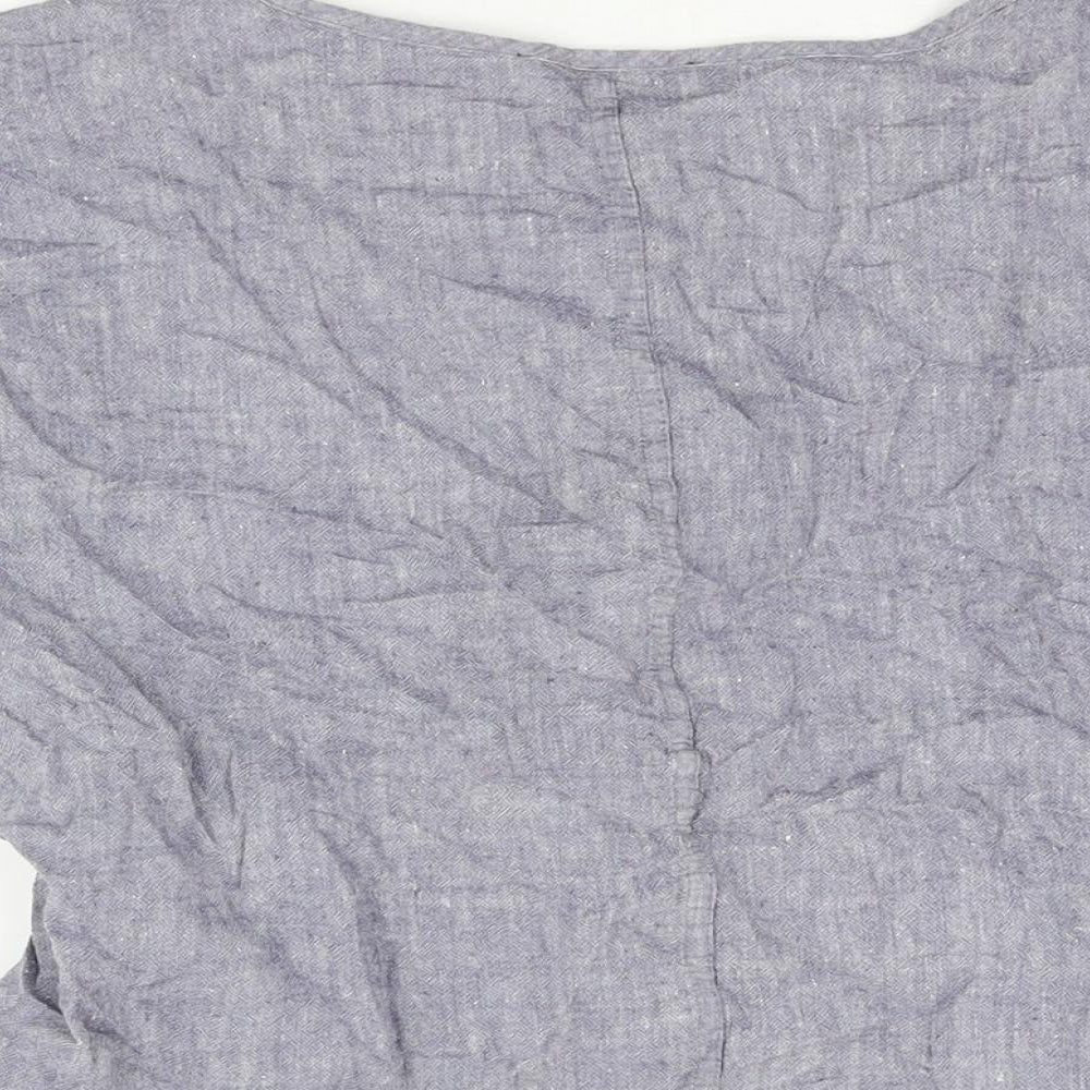 Marks and Spencer Womens Blue Linen Basic T-Shirt Size 12 Round Neck