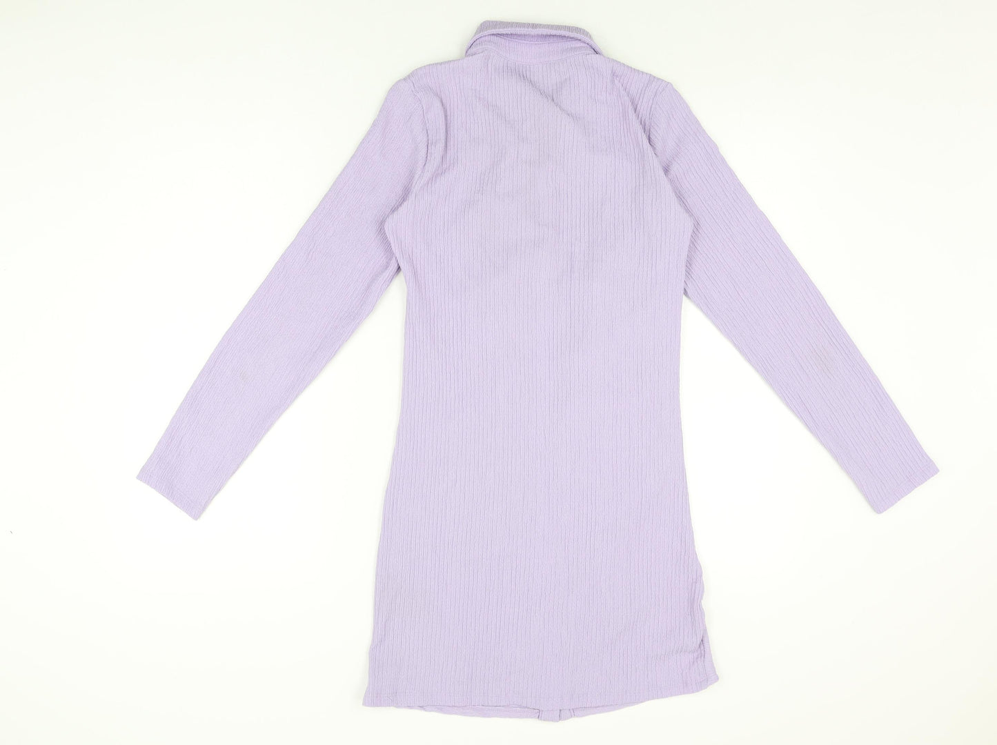 Monki Womens Purple Polyester Bodycon Size S Collared Button