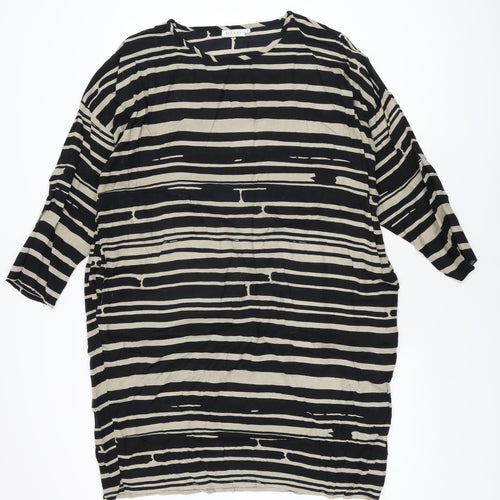 Masai Womens Black Striped Viscose Shift Size S Round Neck Pullover