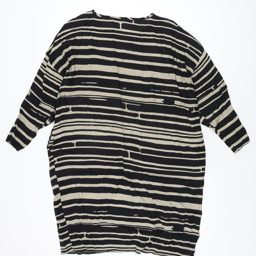 Masai Womens Black Striped Viscose Shift Size S Round Neck Pullover