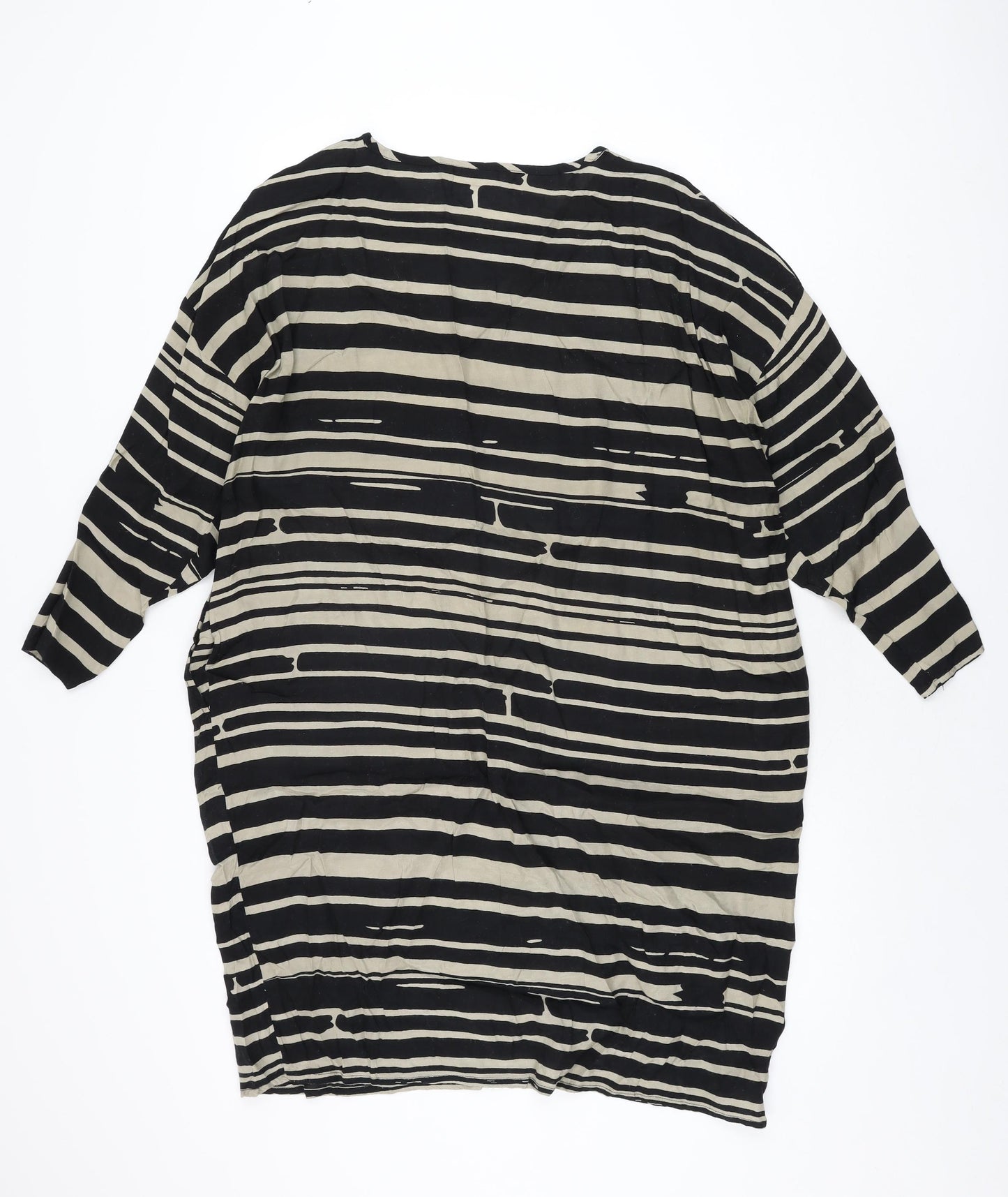 Masai Womens Black Striped Viscose Shift Size S Round Neck Pullover