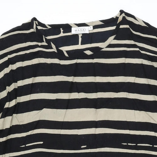 Masai Womens Black Striped Viscose Shift Size S Round Neck Pullover