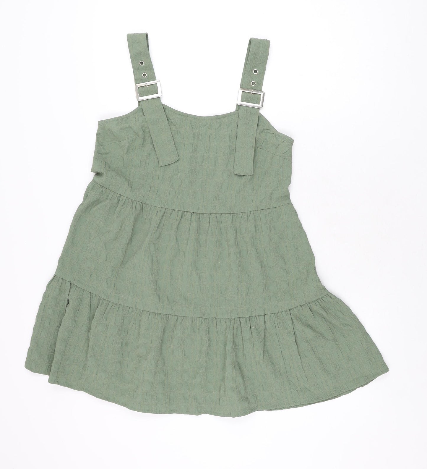 ASOS Womens Green Polyester Mini Size 8 Square Neck Buckle