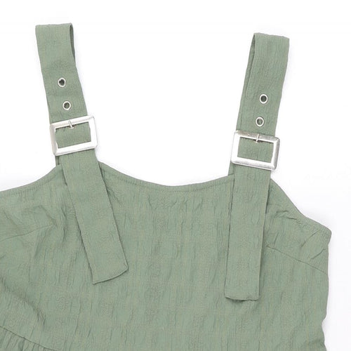 ASOS Womens Green Polyester Mini Size 8 Square Neck Buckle