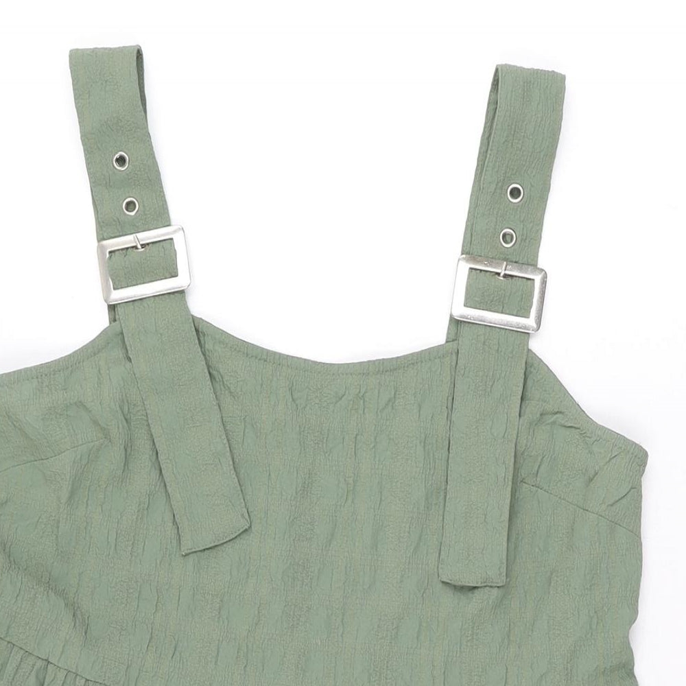 ASOS Womens Green Polyester Mini Size 8 Square Neck Buckle