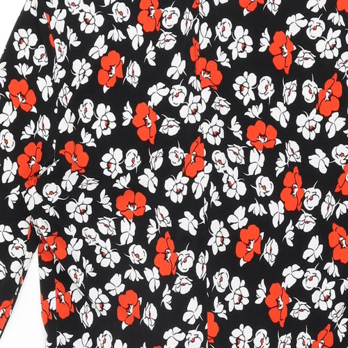 Very Womens Black Floral Polyester Bodycon Size 12 Round Neck Zip