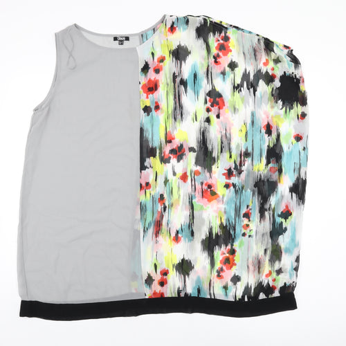 ASOS Womens Grey Geometric Polyester Blend Basic Blouse Size 12 Round Neck