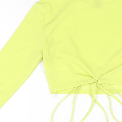 H&M Womens Yellow Polyester Cropped T-Shirt Size XS Round Neck