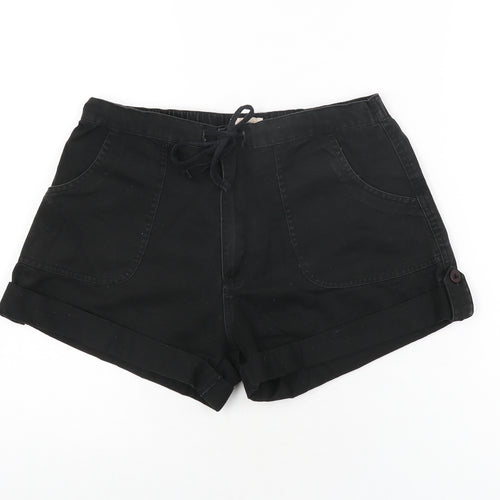 Best Mountain Womens Black Cotton Hot Pants Shorts Size 10 Regular Zip
